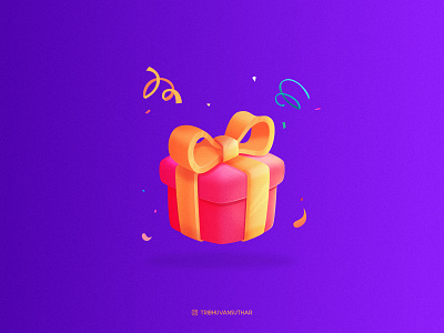 Gift brush character design dribbble flatdesign gift gradient grainy icon illustration vector