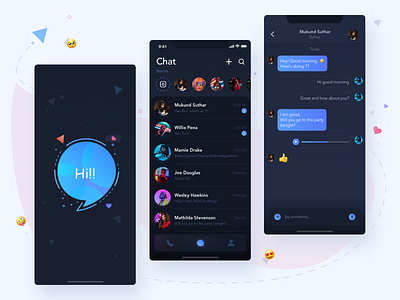 Hi!! Chat App affinitydesigner app chat dark darkapp design dribbble gradient ios ui uidesign uiux ux design vector