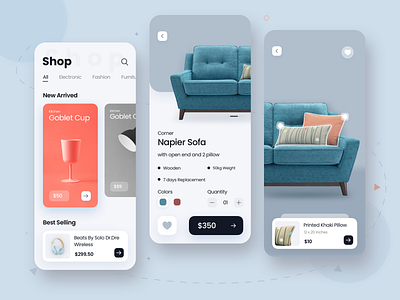 Shop App app app design ecom furniture ios minimal shop shopping app shopping cart ui uidesign uidesigns uiux