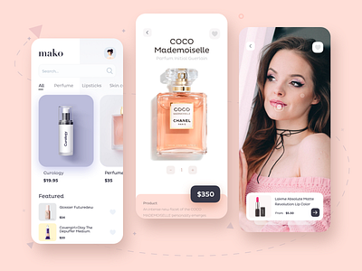 Mako App beauty beauty salon beautyapp camera app cosmetic ecommerce ecommerce app makeup minimal minimalist perfume shop shopping app shopping cart ui ui design uidesign uiux