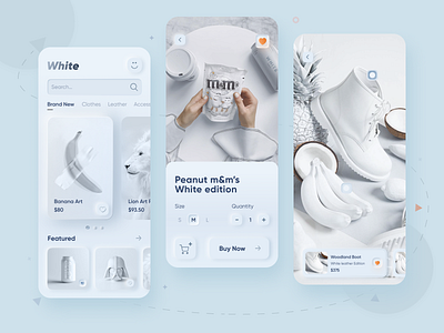 White Skeuomorph Styled Shopping App