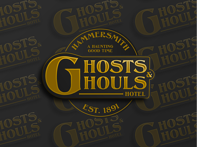 Happy Halloween badge bat brand branding ghost ghoul graphic design halloween haunted hotel logo vector
