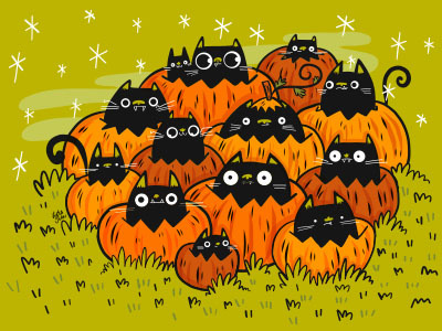 Derpy Cats adobe draw cat illustration cats character design halloween illustration ipad pro lydia jean art spooky vector