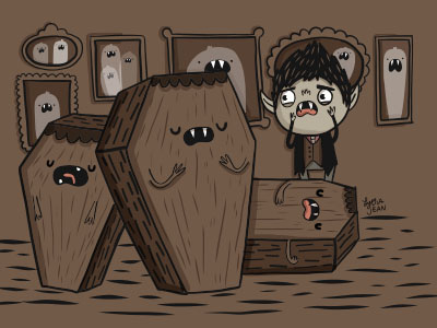 Sleepy Coffins adobe draw character design halloween halloween illustration illustration ipad pro lydia jean art spooky vampire vector