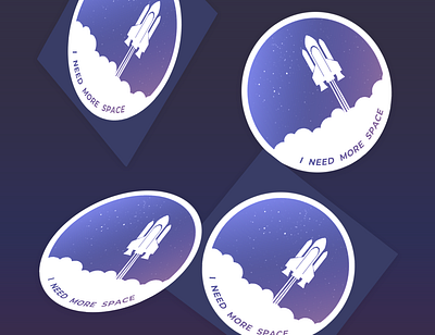 Need More Space holographic rocket ship space spaceship sticker sticker design stickermule