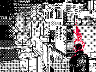 Dark City character design city cyberpunk pixel art red