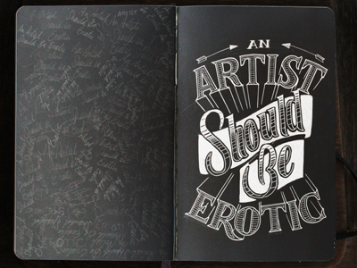 Erotic black lettering moleskine type