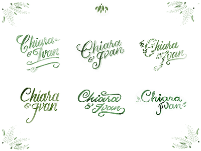 Chiara & Ivan calligraphy green hand drawing hand lettering italian lettering script typography vintage water color wedding