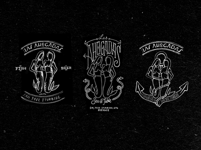 Las Ahogadas beer lettering logo logotype mexico sea seafood sketch tattoo