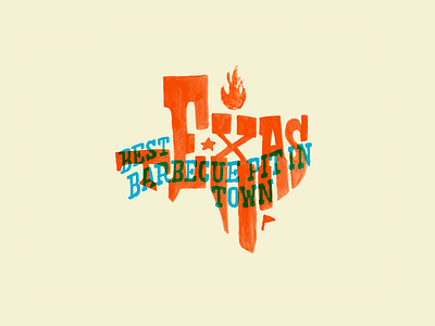 Texas BBQ bbq flame handtype helotes lettering letterpress logo menu pit star texas