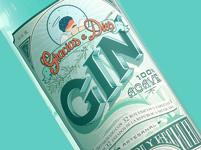 Gracias a Dios Gin botanics gin illustration label lettering mexico typography