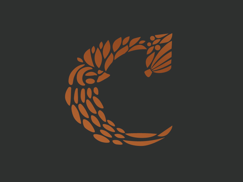 C is for Carbón illustration letter identity branding logotype
