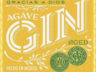 Gracias a Dios custom lettering custom typography gin lettering mexico monogram monograms package design packaging stencil lettering stencil type typography