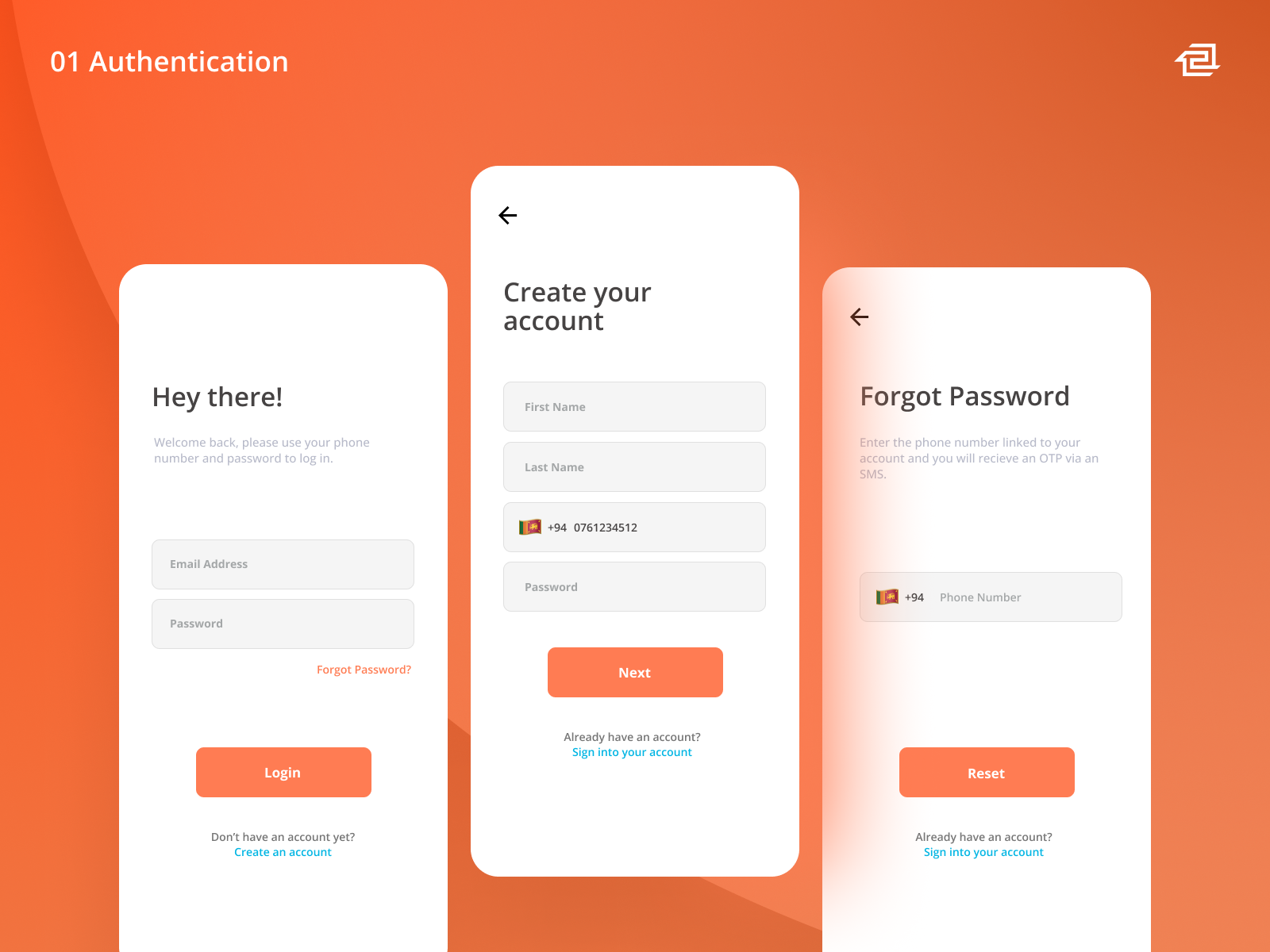01 Authentication — Mobile UI Design by Hammadh Arquil on Dribbble