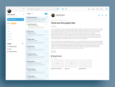 Email Client - Concept UI Design clean client design designer developer email email client figma illustration interface mail minimal mobile app design mobile ui ui uiux user interface ux web