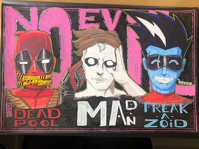 ...No Evil, You Know the Dilly-O deadpool flat freakazoid illustration illustrator madman typography