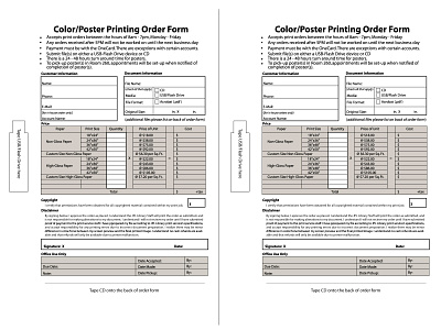 Sample Order Form Design -- half sheets