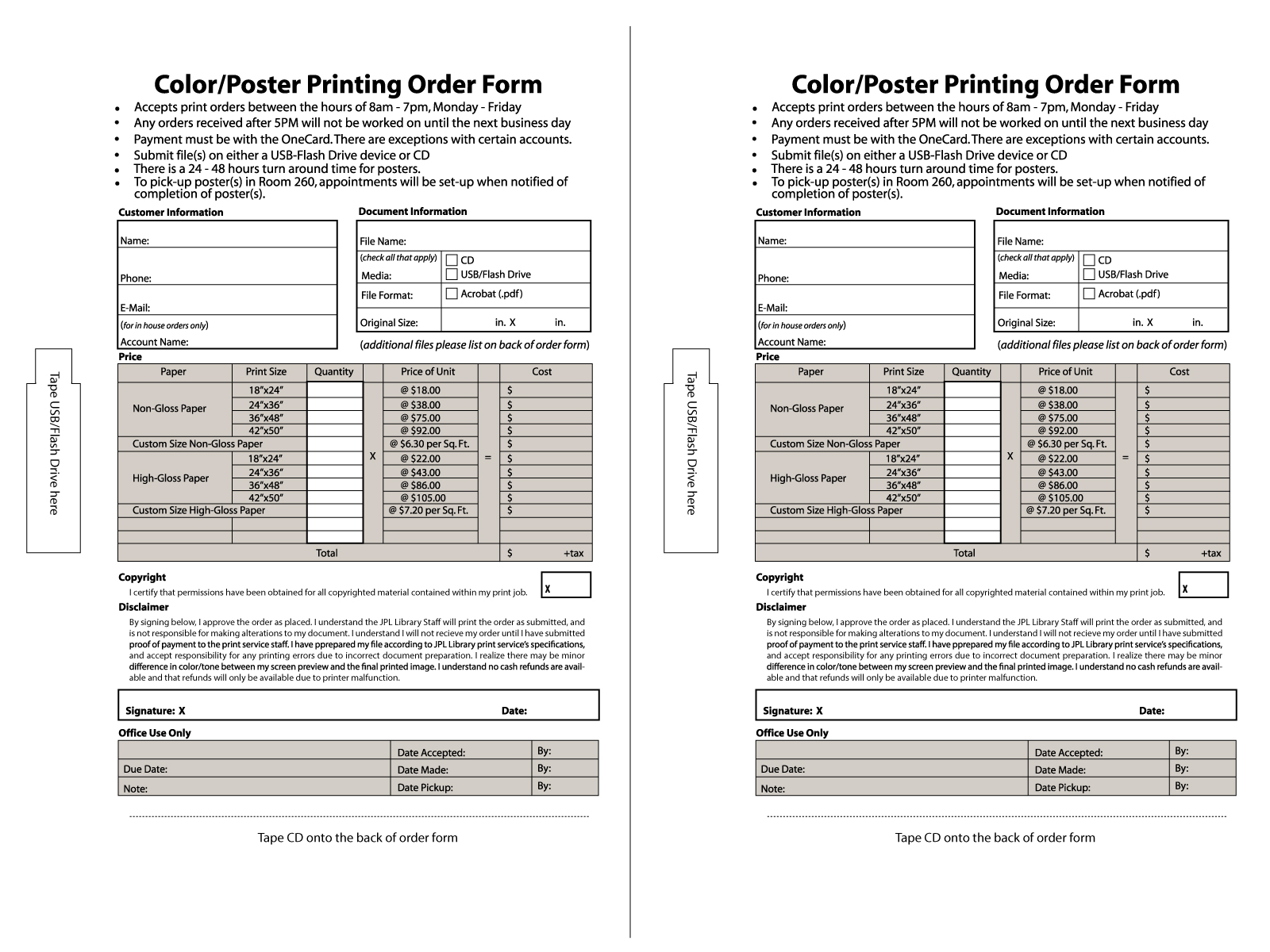 sample order form template