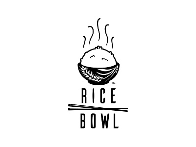 Rice Bowl Logo black branding flat food illustration logo mark restaurant rice vector white