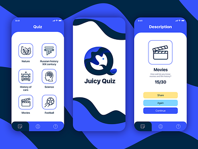 Juicy Quiz App app color design flat ui ux vector