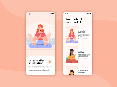 UI for meditation app app color design flat illustration minimal ui vector web