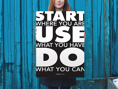 Start where you are office poster print quote startup