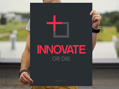 Innovate or Die akzidenz grotesk buy clean pink plus poster posters quote shop startup store