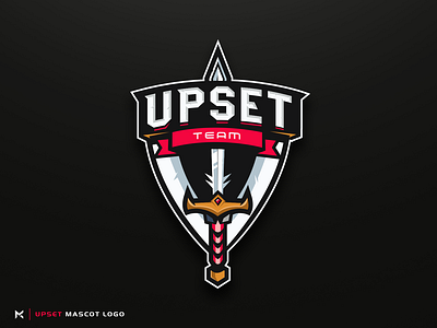 Upset mascot logo cartoon esport gaming logo mascot sword