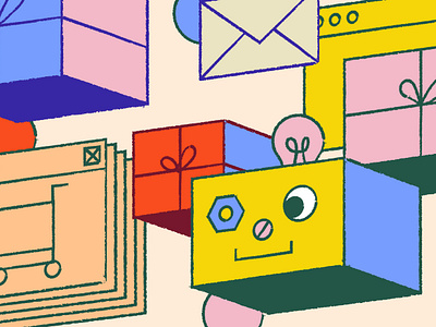 Holiday Bot blocks colors editorial holidays illustration intercom presents shopping