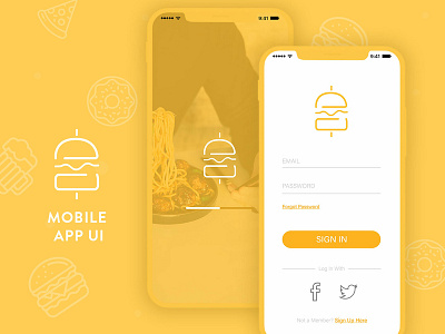 Food Mobile App UI creative design design app food app ui illustration logo ui ui app yellow