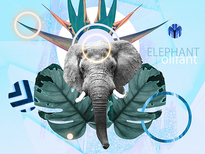 Collage 13 - Relax & Let Go african art decor blue chill collage concept creative design elephant illustration warm up