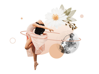 Collage 16 - Ballerina Dreaming collage concept creative dance design femenine illustration pink warm up