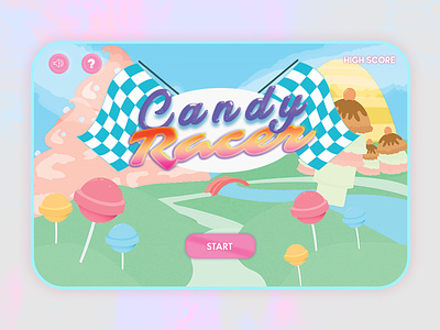 Candy Racer - Mobile Game UI blue concept creative design game design illustration mobile game mobile ui pink purple ui