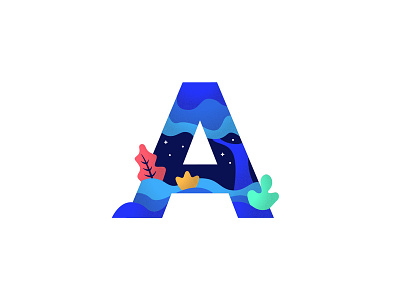 Letter A a design forest icon illustration letter logo