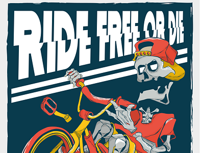 Ride free or die adobedraw art behance bicycle bmx digitalart illustration illustrator logo ride skull