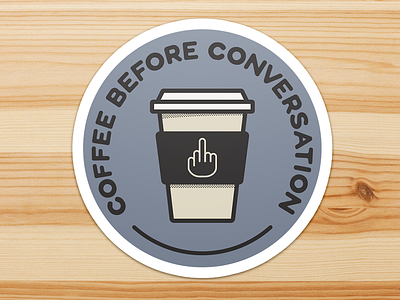 Coffee Before Conversation coffee illustration middle finger monoline sticker vector