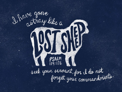Lost Sheep illustration lettering psalm texture verse