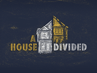 A House Divided Illustration blue divided house illustration luke texture tree yellow