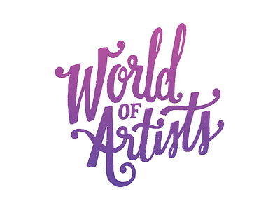 World of Artists brush lettering logo purple