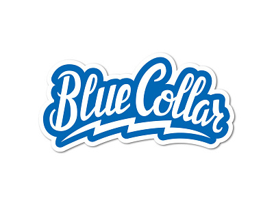 Blue Collar Skateboards Sticker blue bolt brush lettering lightning bolt sticker vector