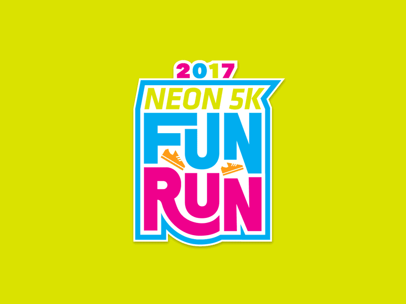 Fun Run Process Dribbble 5k event event branding fun run illustrator logo neon process race logo vector
