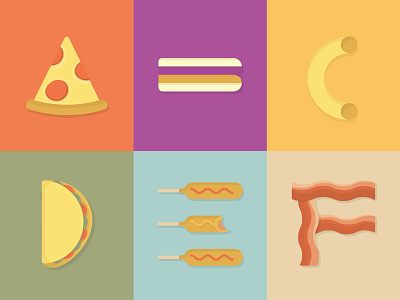 Fav Foods ABC abcs bacon corn dog food illustration letters mac and cheese pbj pizza sandwich taco