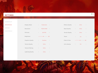 DailyUI - Doom Video Game Settings