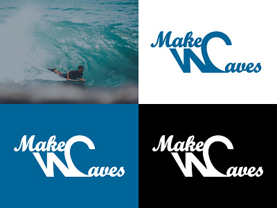 MAKE WAVES Logo branding design graphic design identity illustrator logo surfing