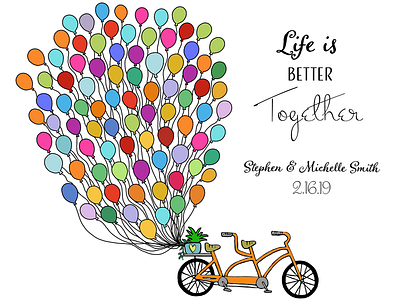 Life Is Better Together Guest Sign in balloons bike guest sign in guestbook party sign in tandem bike wedding
