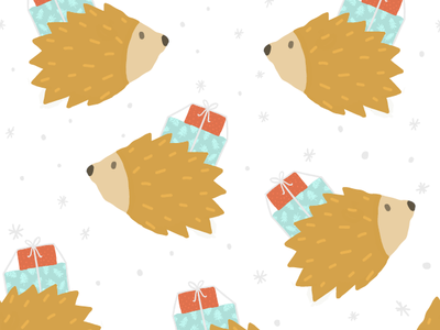 Christmas Hedgehogs animal christmas gifts hedgehog holiday illustration pattern presents repeating pattern seamless winter