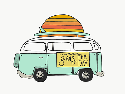 Seaaaas the day bus ocean sunset bus camper explore journey ocean sea seas the day seize the day sun sunset travel van vw