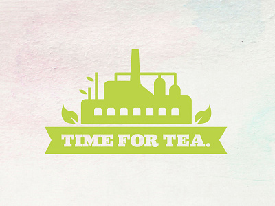 Tea Factory banner factory leaves tagline tea teabags