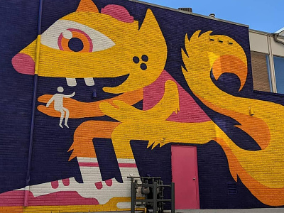 Creature Comforts character design illustraion kicks mural muralist public art slugger studio squirrel