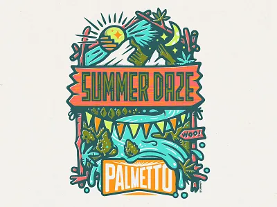 Palmetto Summer Daze Illustration camp campaign canada cannabis illustration marijuana nuggs river summer weed